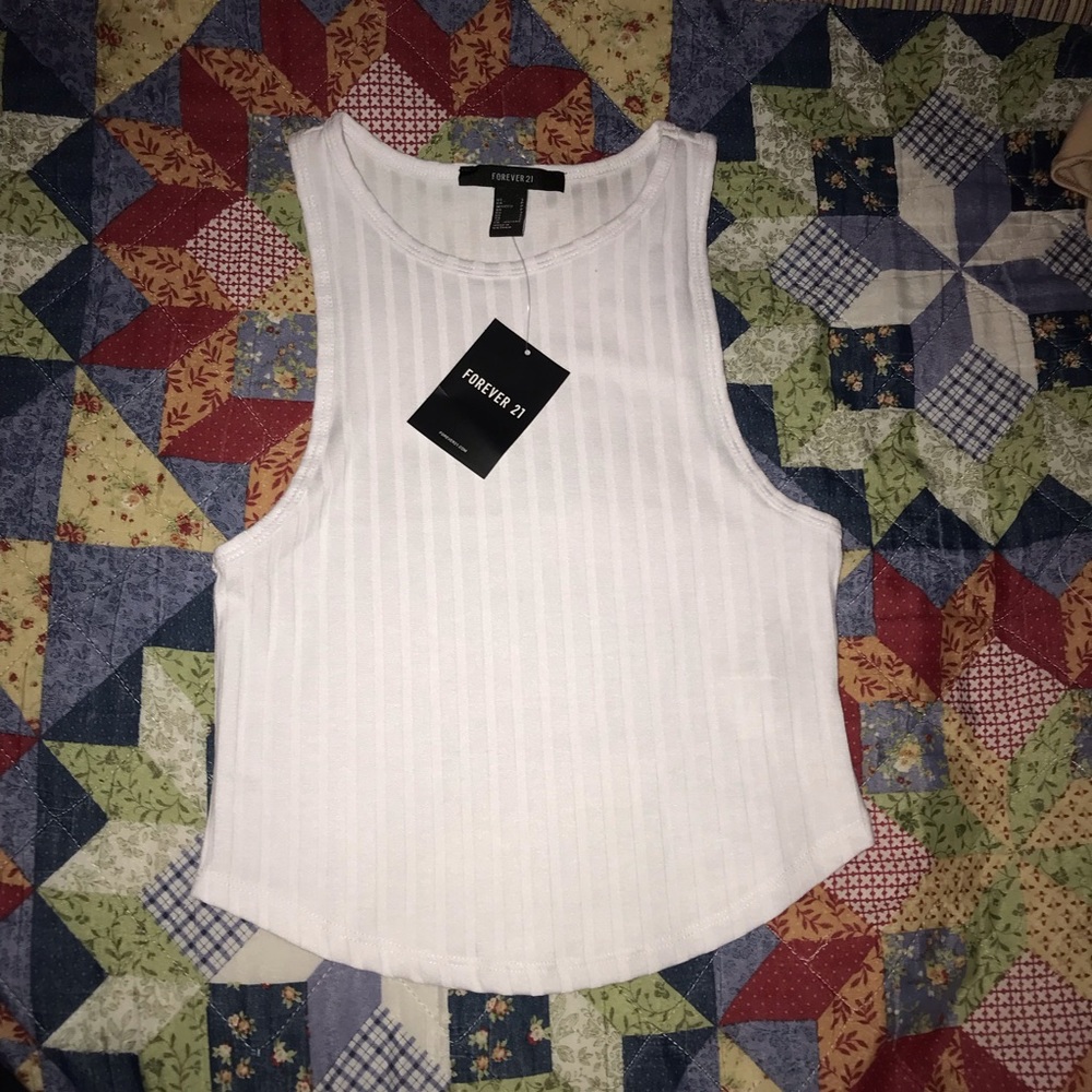 NWT White, Ribbed Crop Top- High Quality